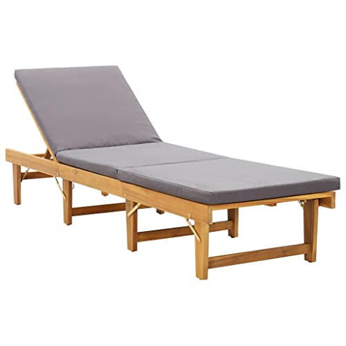 vidaXL Tumbona Plegable con Cojín Camas Colchón Muebles Asiento de Jardín Patio Aire Libre Doble Exterior Terraza Madera...