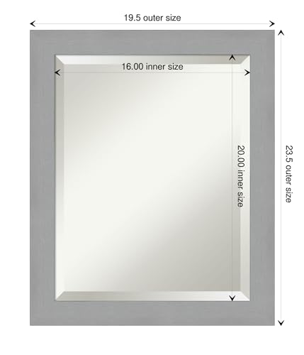 Image of Framed Vanity Mirror | Bathroom Mirrors for Wall | Brushed Nickel Mirror | Wall Mounted Mirror | Small Mirror | 23.50 x 19.50