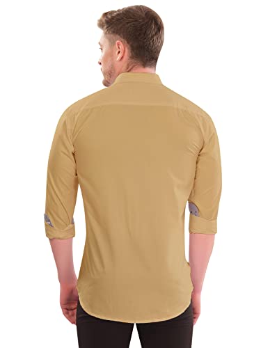 Image of LookMark Men's Cotton Blend Stitched Solid Full Sleeve Regular Fit Shirt