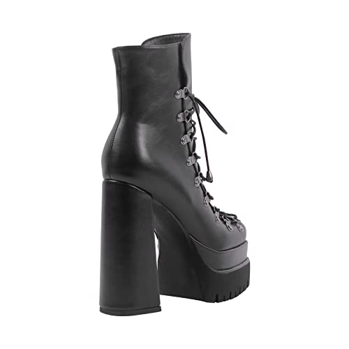 onlymaker Double Platform Ankle Boots Chunky High Heels Lace up side Zippers Square Toe Platform Booty4