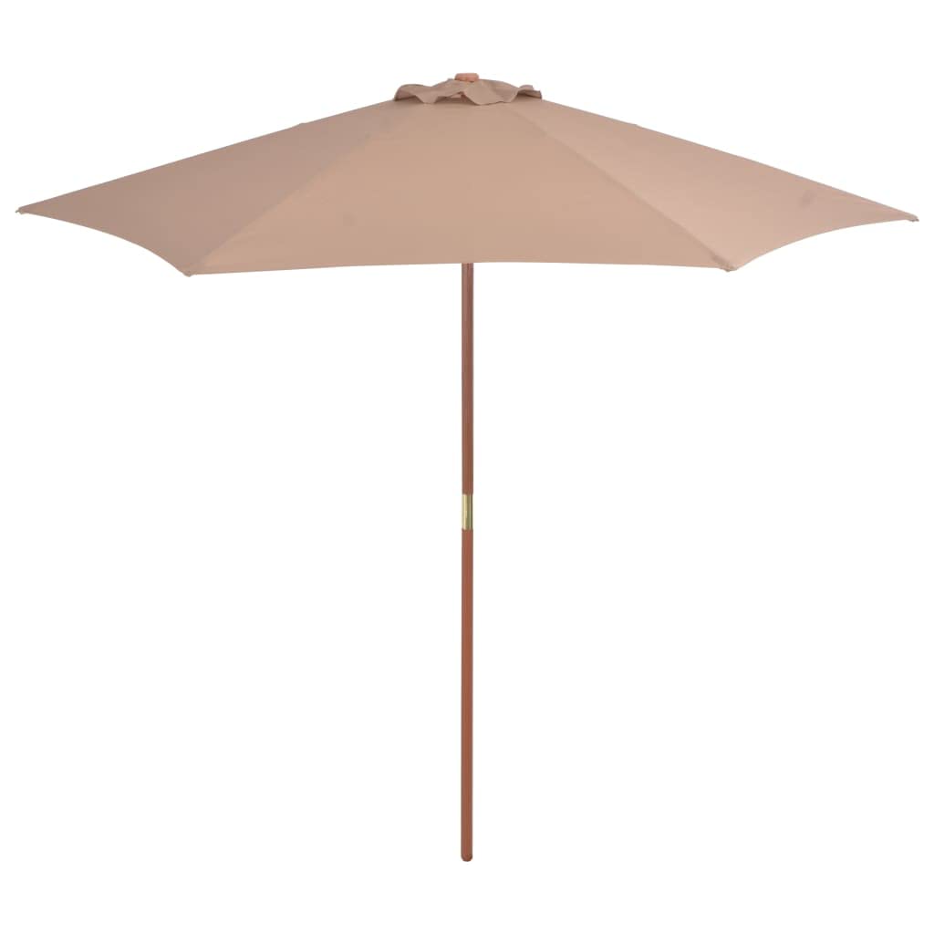 vidaXL Garden Parasol with Wooden Pole, Outdoor Umbrella for Balcony Terrace, Sunshade for Table, Patio Canopy, UV Protection Sun Shelter, Taupe