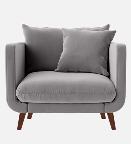 Image of Rejol Velvet 1-Seater Sofa Luxurious Comfort for Living Rooms and Offices (Grey, Armchair)