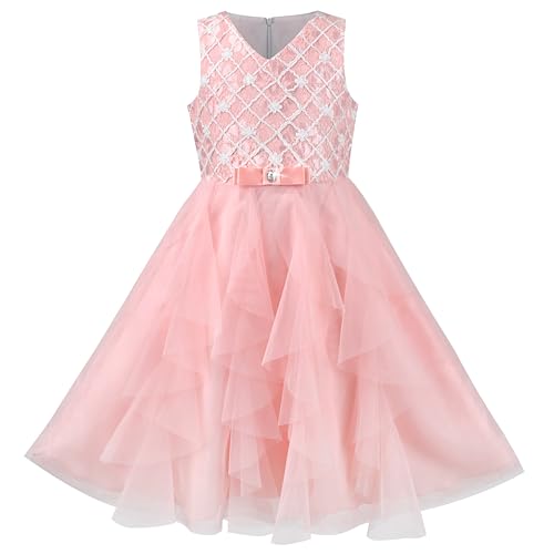 Sunny Fashion Flower Girls Dress Purple Tiered Skirt Bridesmaid Wedding