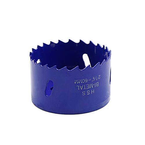 Image of Luomorgo 2 3 /8 inch 60mm Hole Saw, 1 1 /4 inch Cutting Depth HSS Bi-Metal Hole Cutter with Hex Shank Drill Bit Adapter for Wood Cornhole Boards Plastic Drywall Fiberboard