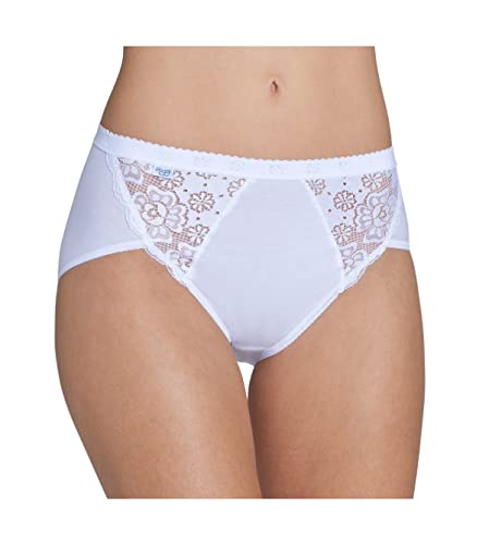 sloggi Chic Midi 4P, Culotte Femme, Lot de 4 Blanc (WHITE 0003) FR:44 EU: 42
