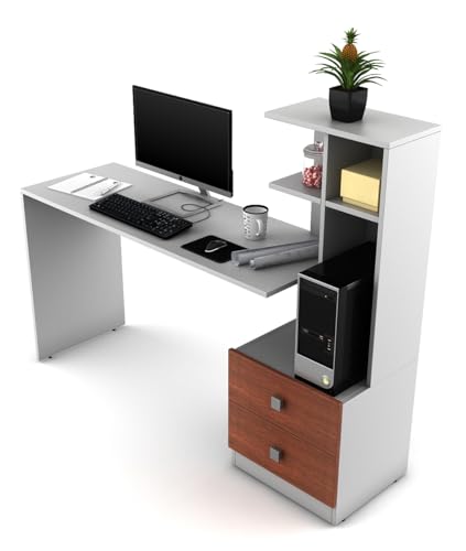 Image of Guide 02 Study Table | Engineered Wood | Frosty White | Free Standing | Knock Down