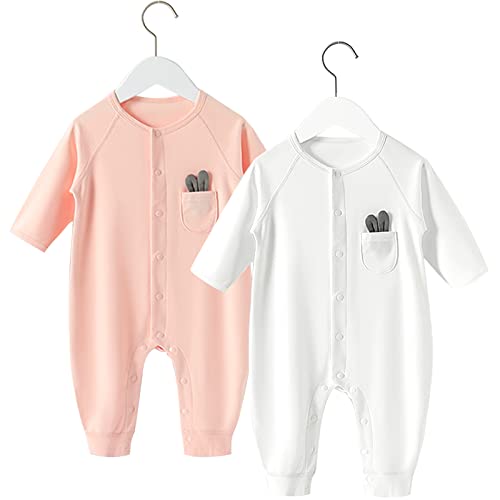 JAHQLIGHT Bebé Niños Niñas Mono Mameluco de Manga Larga Body Algodón Peleles Comodo Pijama Regalo de Recien Nacido, 3-48 Meses 4 tamaños