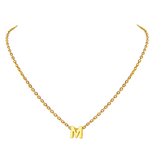 M Collar Alfabeto de Letra Inicial Cadenas Antialérgicas para Pieles Sensibles Colgantes Minimalistas Latón para Mujeres Colores Dorados Regalo de Madre Cover