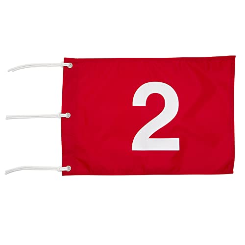 Kingtop Grommets Golf Flag With Securing Strings, 14" By 20", Putting Green Flags For Golf Course, Driving Range 420D Nylon Golf Pin Flags, Red Flag Numbered#2 #TOP8