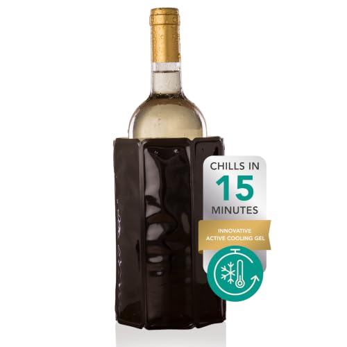 Vacu Vin Wine Bottle Chiller Flexible Wine Cooler Sleeve Reusable Ice Pack Bottle Cooler Portable Wine Chiller for White Wine and Red Wine Black