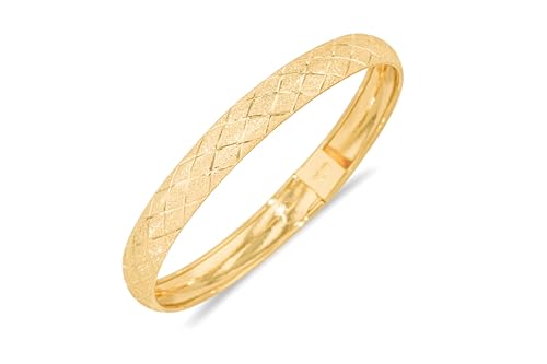 Floreo 10k Yellow Gold 8mm Classic Satin Finish Textured Flex Bangle Bracelet