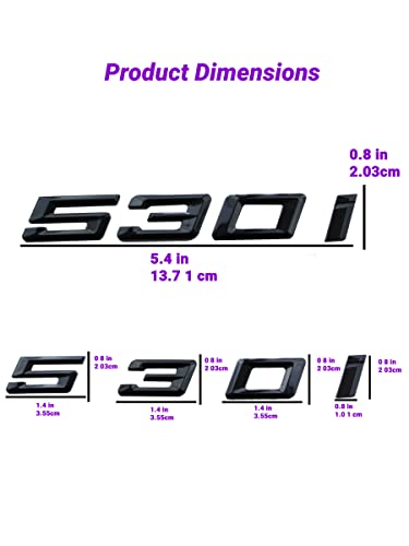 Qc 530I Bright Gloss Black Genuine Oem Size Trunk Lid Replacement For Bmw 5 Series 3D Emblem Badge Car Rear Numbers Letters Logo Sticker Label Decal (530I, Glossy Black) (B-13) #TOP1