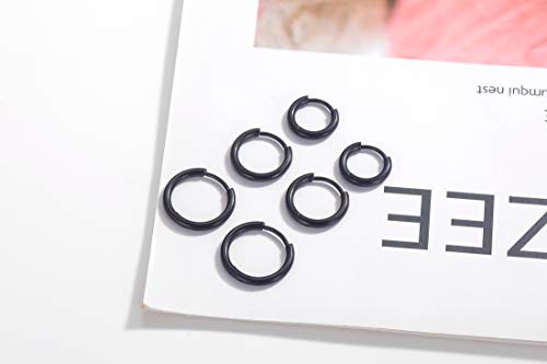 316L Surgical stainless steel hoop earrings 8mm/10mm/12mm Hypoallergenic Huggie Earrings Small Hoop Sliver Black Sleeper Earrings For Women Men4