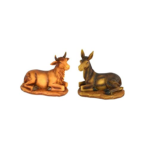  Bue E Asinello Dimensioni Circa 10 CM per Soggetto Ideale per PRESEPI con STATIUINE da 20 CM QUALITA\' in Resina Ideali per PRESEPI ESPOSITIVI E NATIVITA\' 20 CM