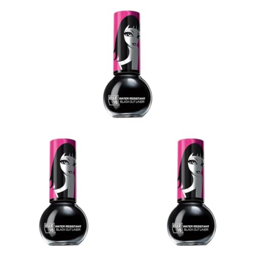 Image of Elle 18 Water Resistant Black Out Eye Liner|| Black|| 5 ml (Pack of 3)