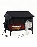 Heated Outdoor Cat House - Large, Weatherproof & Insulated for Multiple Cats (Black)