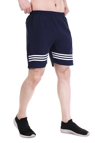 Image of BLUE STAR SHARK Athletic Sports Shorts for Men with Zip Pockets and Elastic Waistband Quick Dry Lightweight Activewear.