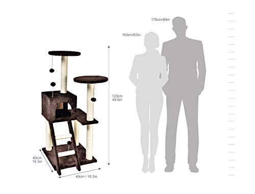 Amazon Basics Large Dual Platform Cat Condo Tree Tower - 19 X 50 X 19 Inches, Dark Brown #TOP6