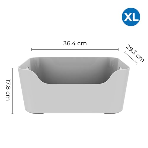 Image of KOLORR Jolly Plastic XL Baskets with Handle for Storage Box| Multipurpose Light Weight Plastic Baskets organiser for Clothes Toys Stationary Cosmetics Livingroom Bathroom | Pack of 3 - Grey