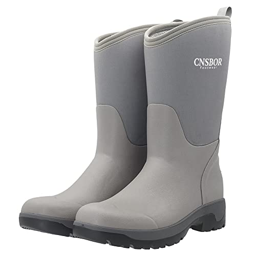 Image of CNSBOR Men's Rain Boots - Waterproof Rubber Insulated Boots for Fishing, Agriculture & Industrial Working