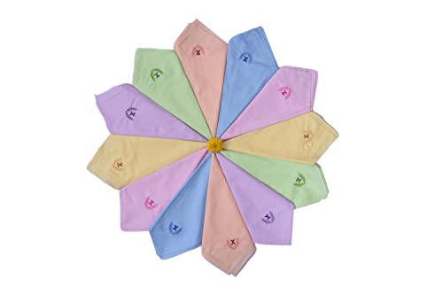 Image of ANTONIA Personalized Cotton Women's Handkerchiefs with Embroidered Initials, Assorted Colours (33 cm x 33 cm)