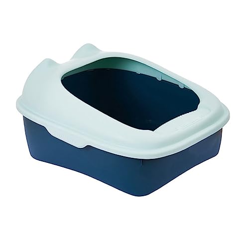 猫用トイレ 大型 猫のトイレ ネコ トイレ 本体 システムトイレ オープンタイプ 大きめトイレ 半密閉型 本体 飛び散り防止 ハーフカバー 清掃便利 分離式 丸洗い可能 組立シンプル 猫トイレ ブルー L:51*41*30cm