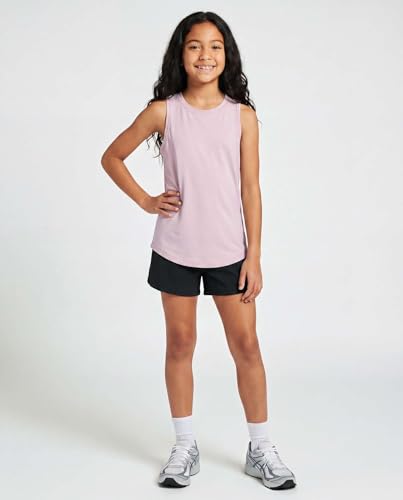 Image of Real Essentials 4 Pack: Girls' Dry-Fit Active Tank Top - Gym Running Workout Athletic Shirt for Kids Teens Youth