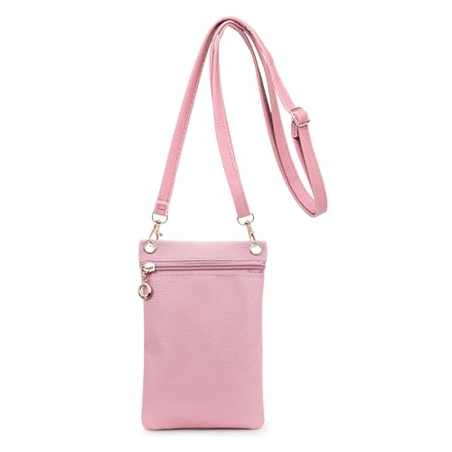 Energather Small Phone Bag Soft PU Leather Mobile Phone Bags for Women Mobile Phone Pouch Bag Crossbody Phone Bag (pink)