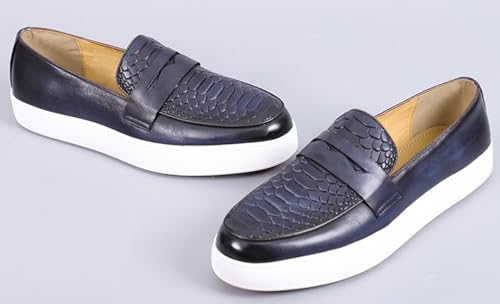 Santimon Men's Slip-On Dress & Casual Penny Loafers– Premium Lightweight Python-Embossed Genuine Leather Shoes with Breathable Lining, Ideal for Business, Office, Weddings & Everyday Wear4
