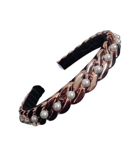 Image of Elegant Rosegold Handcrafted Thick Chain Hairbands Headbands for Girls & Women (Pack of 1)