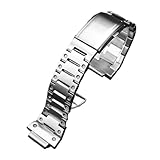 chenming Correa de reloj acero inoxidable macizo apta for Casio Edifice EFB-680, correa plateada y negra, muñeca convexa for hombre, pulsera 14mm(Silver)