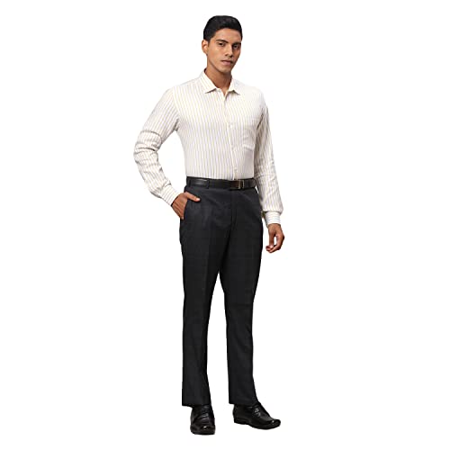 Image of Park Avenue Men's Poly Viscose Blend Checks Pattern Smart Fit Flat Front Formal Trouser