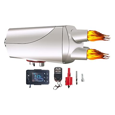 SHYM 12V/24V Diesel Air Heater Aluminum Alloy 2-5KW Parking Heater Knob Switch/remote Control Fast Heating Heater Connect the Battery to Use for Trucks Boat and Motor-home Cover