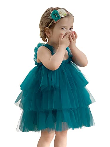 Baby Girl Tulle Dress,Toddler Girl Tutu Dress Sleeveless Layered Princess Sundress With Flower Headband #TOP15