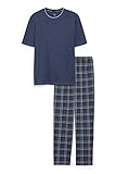 C&A Herren Pyjama Regular Fit Melange / Meliert|Kariert Baumwolle dunkelblau M