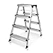 Produktbild STAHLWERK Trittleiter TL-77 ST 150 kg, 2 x 4 Stufen, Standhöhe 75 cm, Aluminium Leiter / Klappleiter / Klapptritt / Mehrzweckleiter mit rutschfesten Sprossen