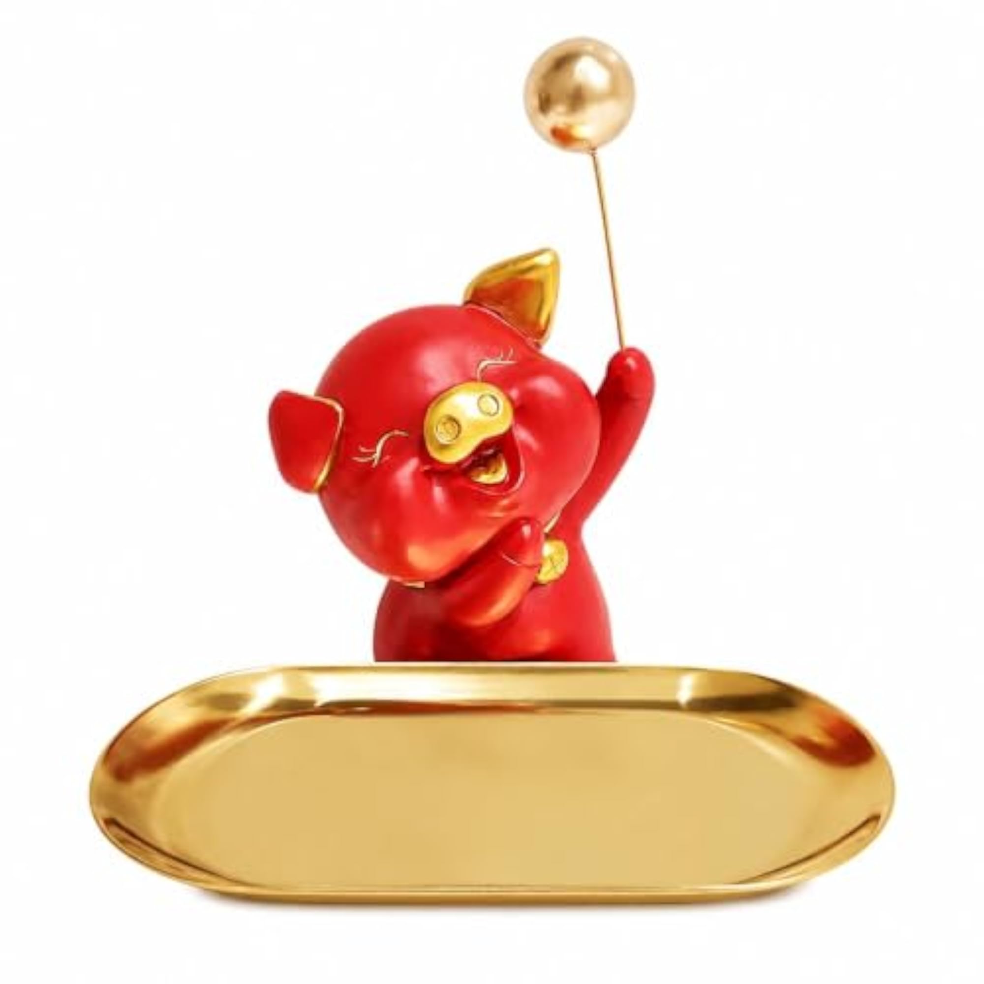 Pig Figurine Decorative Tray for Organizing