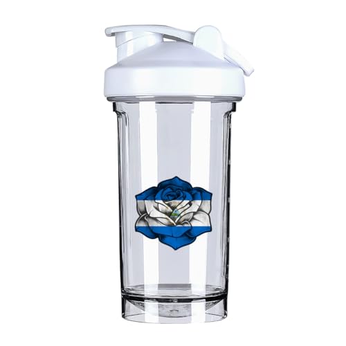 Rose Nicaragua Flag 18 Ounce Shaker Bottle Drink Mixer Leak-proof Pre Workout Protein Shakes Meal Replacement Shakes Bottles 500ML/18 Oz White-22