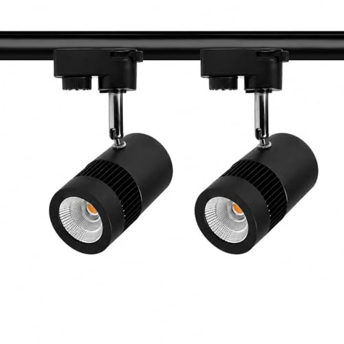 Image of 9W LED Track Light with Trackway not Included, Rotatable Focus Spotlight for Kitchen, Living Room, Shops & Malls (Black) (Naural White, Pack of 2)