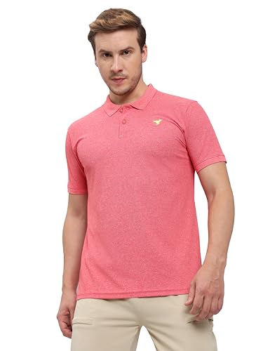 Image of TECHNOSPORT Men's Polyester Slim Fit Self-Design Short Sleeve Polo Matpiq T-Shirt with Anti Microbial, Techno Dry for Regular and Casual Use