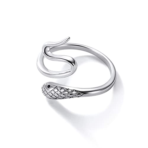 Silvercute Women Rock Personalized Snake Ring 925 Sterling Silver Adjustable Opening Wrap Animal Ring #TOP2