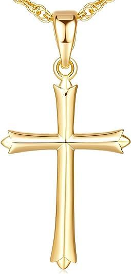 USESMTLECross Necklace 14K Gold Cross Necklaces for Women Simple Gold Chain Necklace for Womens Necklaces Pendant 22mm 27mm