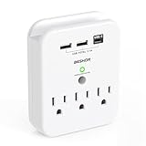 Surge Protector Wall Outlet with Phone Holder, BESHON 3-Outlet Extender with 3 USB (3.1A Total USB-C Port) 490J Power Strip Multi Plug Outlet for Bedroom, Study and Kitchen