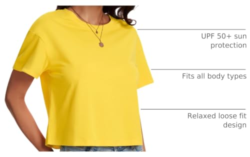 Image of SMENG Women's Workout Crop Tops UPF50+ Cotton Soft Breathable Tshirt Loose Short Sleeve Yoga Athletic Shirt