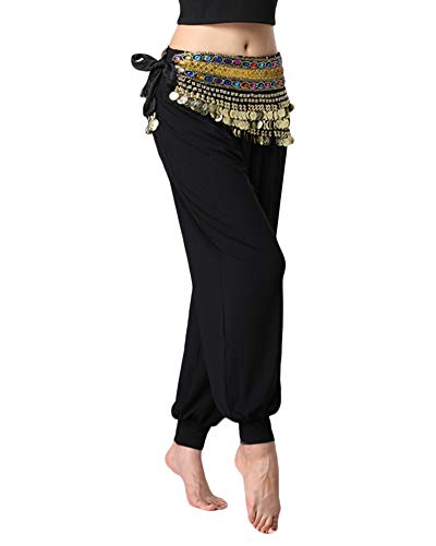 Shaoyao Flecos de Danza del Vientre Mujer Bufanda de la Cadera Borla de Lentejuelas Falda del Abrigo de la Cintura Negro Un tamaño Cover