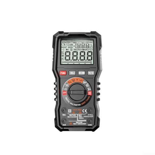 PureBowlic Multímetro digital True RMS 6000 unidades NCV detector de voltaje rango automático, probador de CA y CC para herramientas de electricista con temperatura de frecuencia de capacitancia