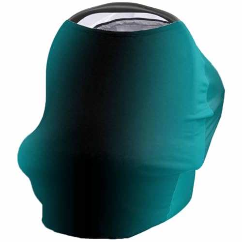 Nursing Cover for Breastfeeding Scarf, Teal Black Gradient Ombre Baby Car Covers Super Soft Multi Use for Canopy Shopping Cart Cover Blanket Stroller Cover