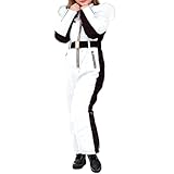 LOSVIP Combinaison de ski thermique pour enfant, garçon et fille, avec capuche en fourrure, matelassée, chaude, avec poche zippée et ceinture, Blanc., 9 10 ans