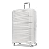 American Tourister Stratum 2.0 Expandable Hardside Luggage with Spinner Wheels, Checked-Large, White