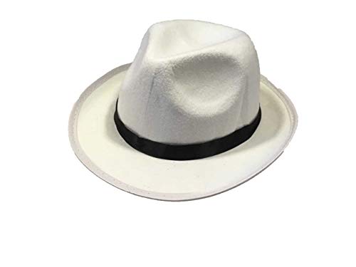 Kids Al Capone Gangster Michael Jackson Trilby Fedora Hat (Color: White)